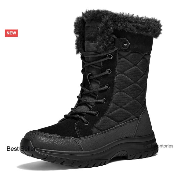 Insulated Mid-Calf Snow Boots Water Resistant Warm Winter Booties Outdoor